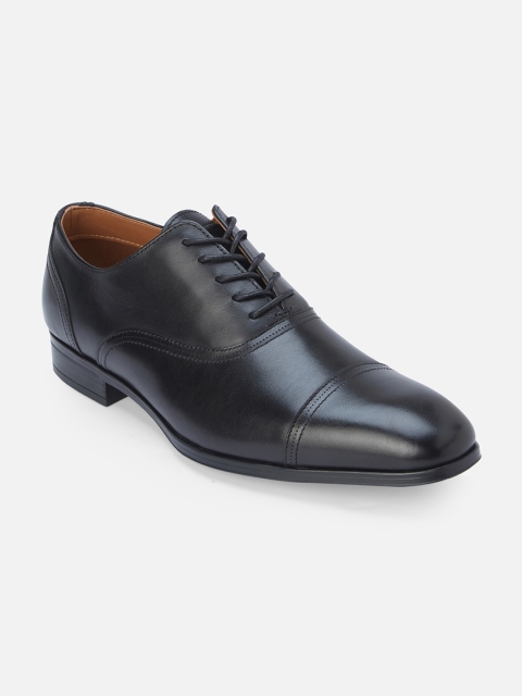 ALDO Men Black Solid Leather Formal Oxfords