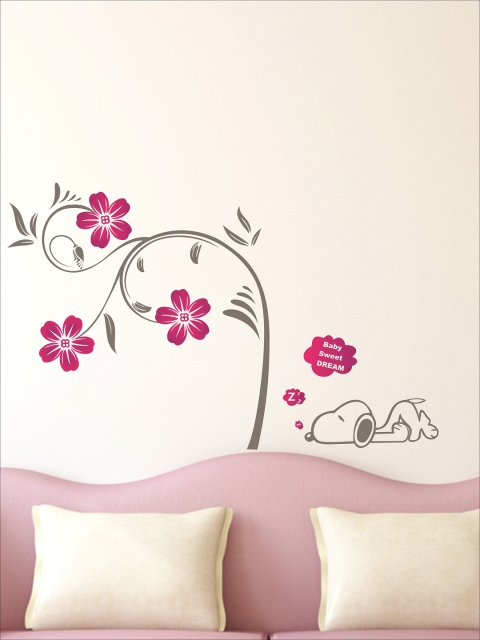 WALLSTICK Pink & Grey Sweet Dream Large Vinyl Wall Sticker