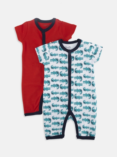 Chirpie Pie by Pantaloons Boys Multicoloured Pack of 2 Printed Rompers, Multi