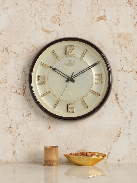 ZANIBO Off-White Round Solid Analogue Wall Clock 37x37 cm