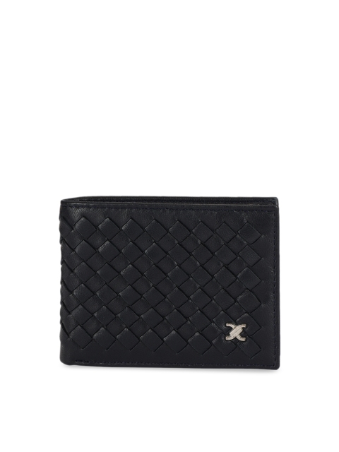 Daniel Klein Men Black Textured Two Fold Leather Wallet
