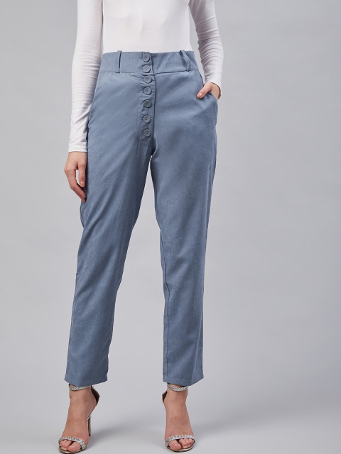 Marie Claire Women Blue Regular Fit Solid Trousers