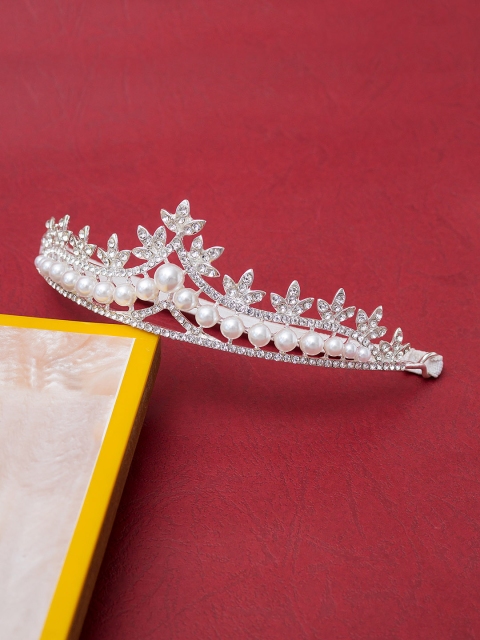 Golden Peacock Silver-Plated Beaded Tiara