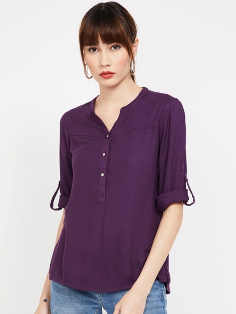 Bossini Women Purple Solid Top