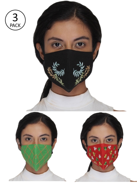 Anekaant Women Pack of 3 Multicolor 3-Ply Reusable Cotton Embroidered Cloth Mask, Red
Anekaant Women Pack of 3 Multicolor 3-Ply Reusable Cotton Embroidered Cloth Mask, Red