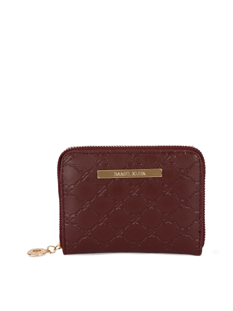 Daniel Klein Women Brown Textured Leather Zip Around Wallet