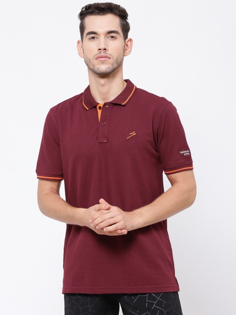 SG Men Maroon Solid Polo Collar T-shirt
