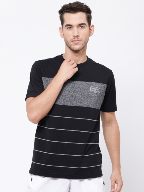 SG Men Black & Grey Striped Round Neck T-shirt