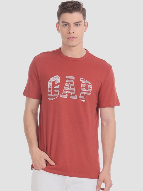 GAP Men Red Printed Round Neck T-shirt