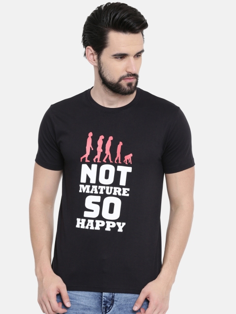 Bushirt Men Black Printed Round Neck T-shirt