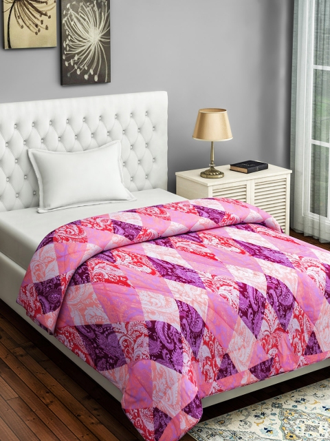 SWAYAM Red & White Floral AC Room 150 GSM Single Bed Comforter