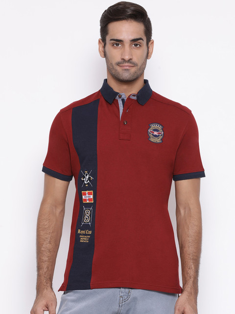 SWISS MILITARY Men Maroon Navy Colourblocked Slim Polo Collar Pure Cotton T-shirt
SWISS MILITARY Men Maroon Navy Colourblocked Slim Polo Collar Pure Cotton T-shirt