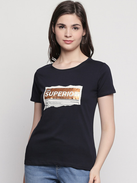 Honey by Pantaloons Women Navy Blue Printed Round Neck Pure Cotton T-shirt
Honey by Pantaloons Women Navy Blue Printed Round Neck Pure Cotton T-shirt