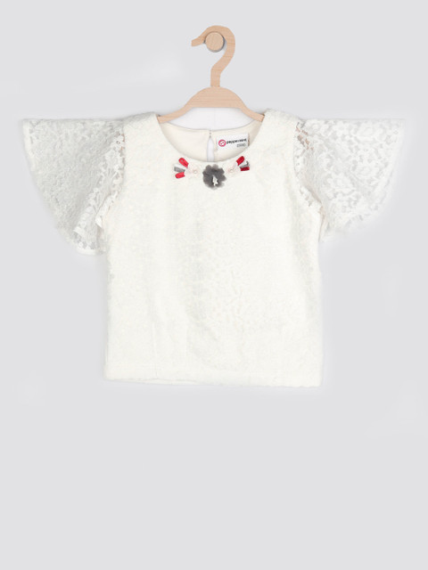 Peppermint Girls White Self Design Lace Top
Peppermint Girls White Self Design Lace Top