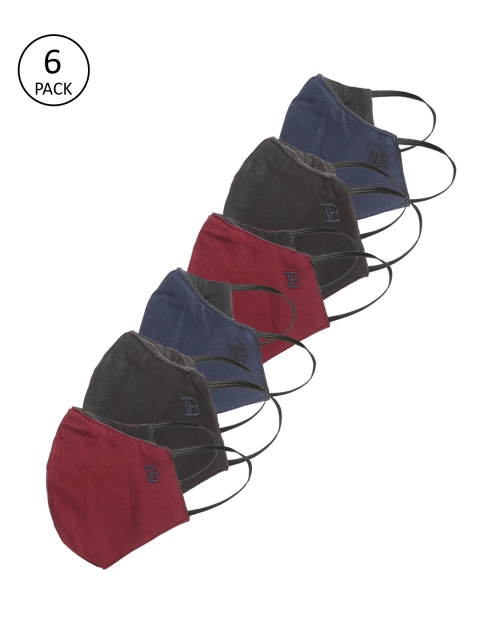 Bene Kleed Adults 6 Pcs 3-Ply Reusable Heptashield Outdoor Masks, Red