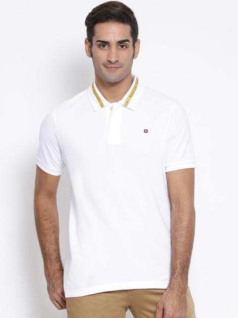 SWISS MILITARY Men White Solid Polo Collar T-shirt