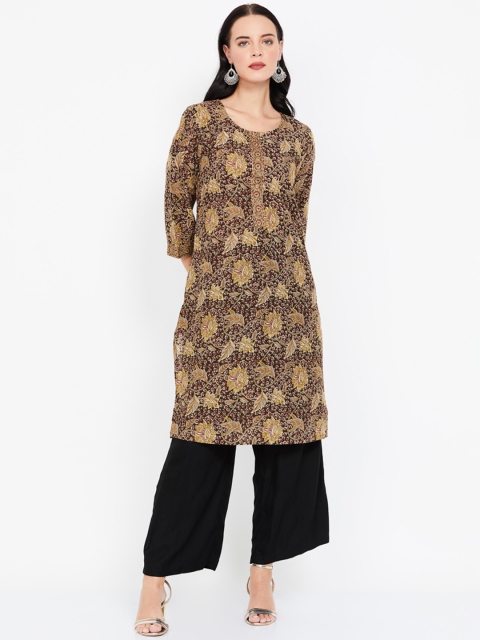 Melange by Lifestyle Women Beige & Brown Printed Straight Kurta