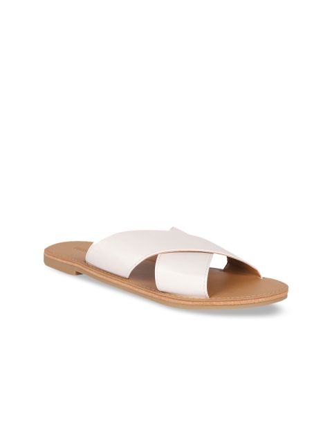 FOREVER 21 Women Off-White Solid Open Toe Flats