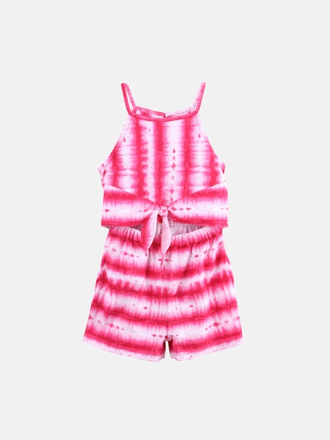 Beebay Infant Girls Pink & White Tie & Dye Playsuit