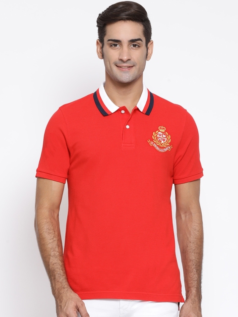 SWISS MILITARY Men Red Solid Polo Collar T-shirt