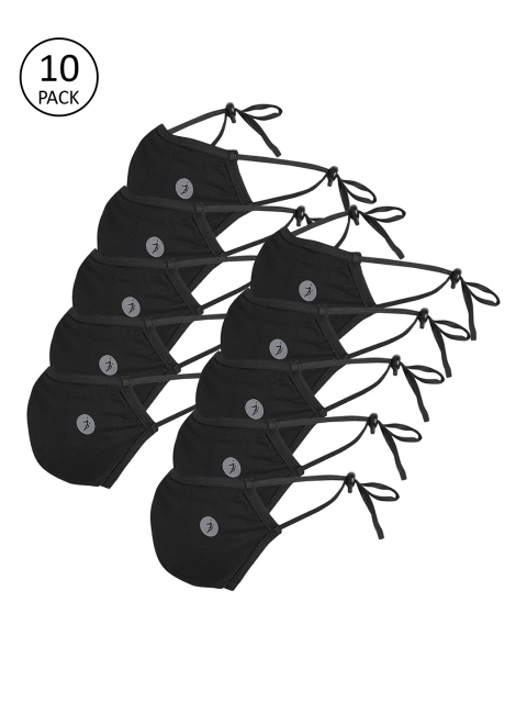 BUKKUM Unisex Pack Of 10 5-Ply Reusable Masks, Black