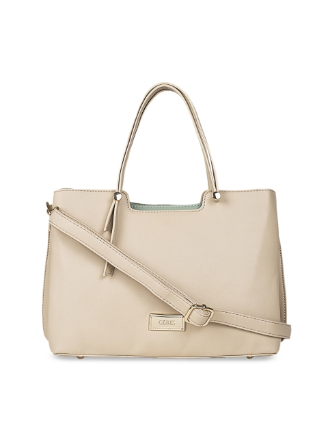 CERIZ Beige Solid Handheld Bag
