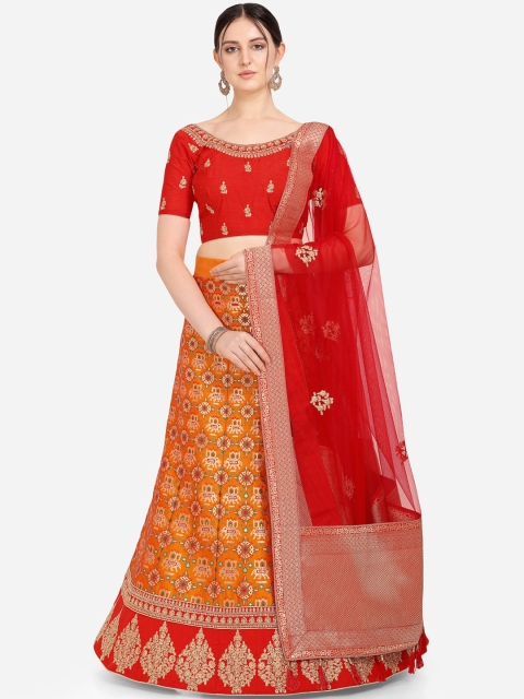 Stylee LIFESTYLE Yellow & Red Embroidered Semi-Stitched Lehenga & Blouse with Dupatta
Stylee LIFESTYLE Yellow & Red Embroidered Semi-Stitched Lehenga & Blouse with Dupatta
