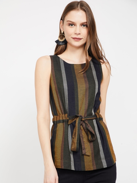 CODE by Lifestyle Women Multicoloured Striped Pure Cotton Top, Multi