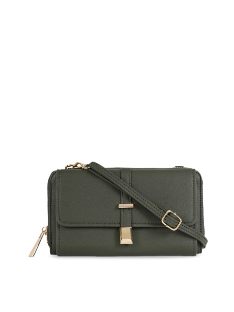 CERIZ Women Olive Green Solid Zip Around Wallet