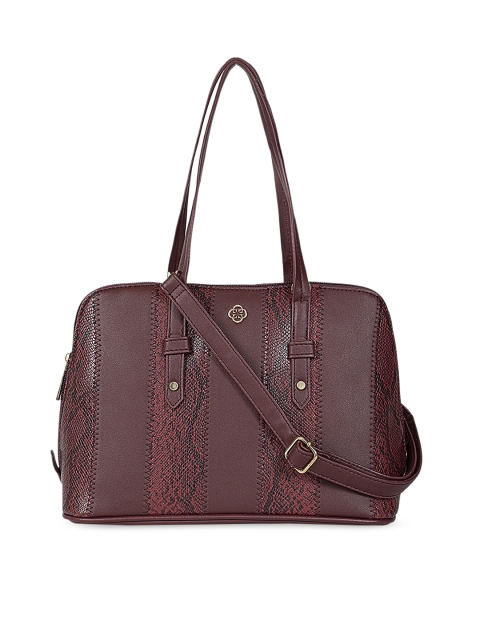 CERIZ Burgundy Animal Textured Shoulder Bag