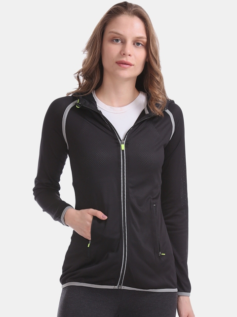 Sugr Women Black Solid Hooded Sweatshirt