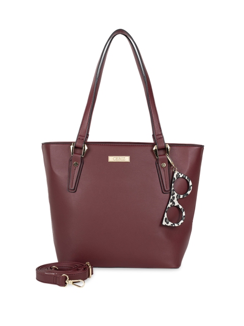 CERIZ Burgundy Solid Tote Bag