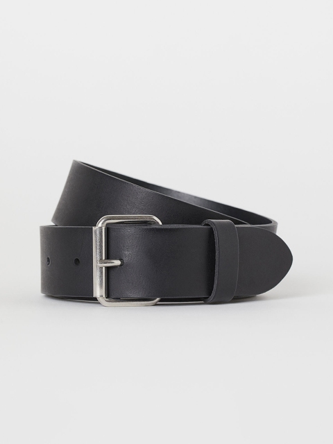 H&M Men Black Solid Leather Belt