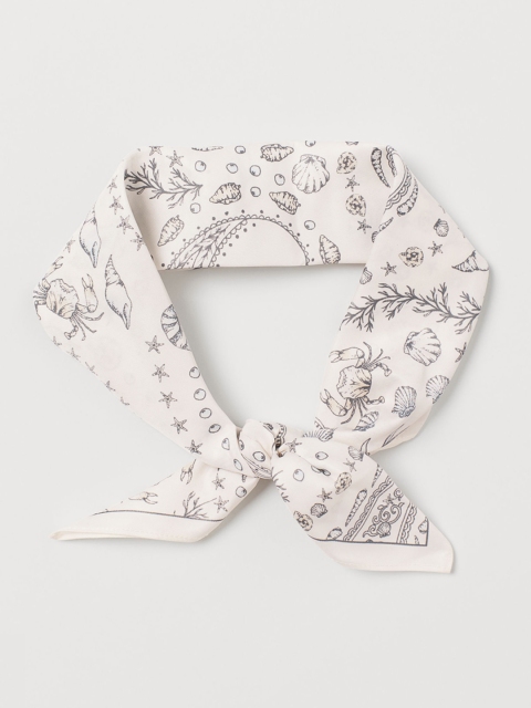 H&M Women Off-White Printed Sustainable Scarf Hairband