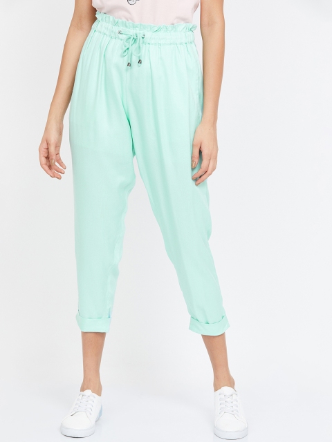 Ginger by Lifestyle Women Green Regular Fit Solid Regular Trousers