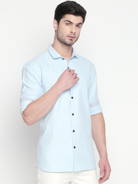 ROLLER FASHIONS Men Blue Slim Fit Solid Casual Shirt