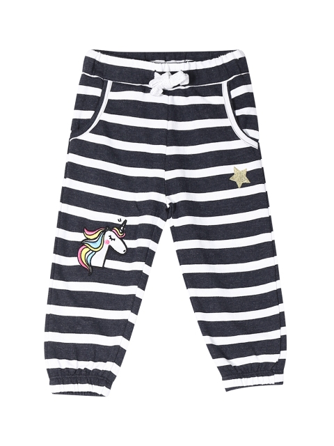 Donuts Infant Girls Navy Blue & White Striped Straight-Fit Joggers