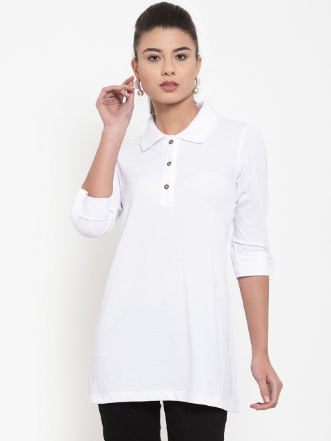 Kalt Women White Solid Tunic