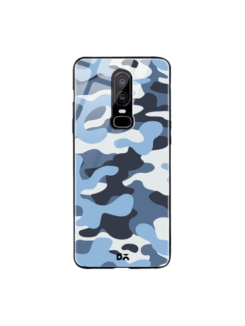 DailyObjects Blue & Grey Camouflage Aqua OnePlus 6 Glass Case