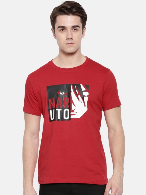 Bushirt Men Red Printed Round Neck T-shirt