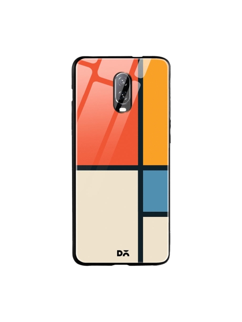 DailyObjects Orange & White Colourblocked Window OnePlus 6T Glass Case