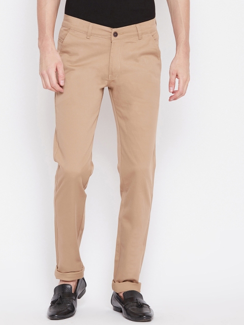 Nation Polo Club Men Beige Skinny Fit Solid Regular Trousers