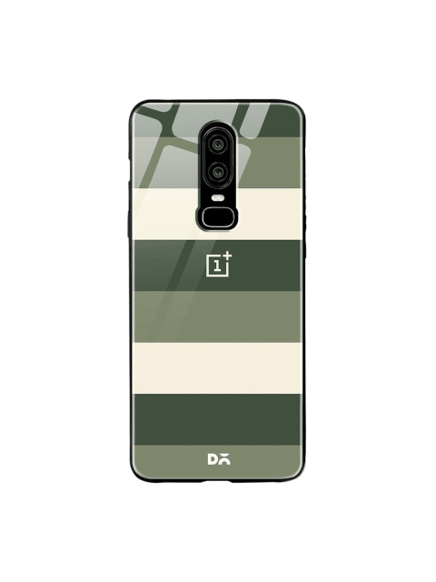 DailyObjects Green & White Camo Lines OnePlus 6 Glass Case