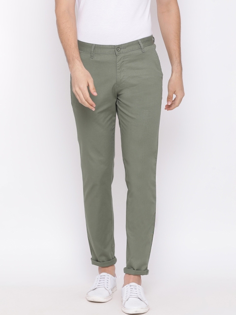 Richlook Men Mint Green Slim Fit Solid Chinos