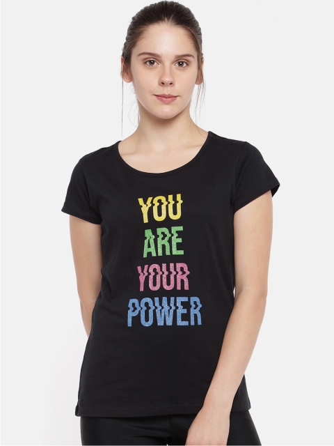 Ajile by Pantaloons Women Black Printed Round Neck T-shirt