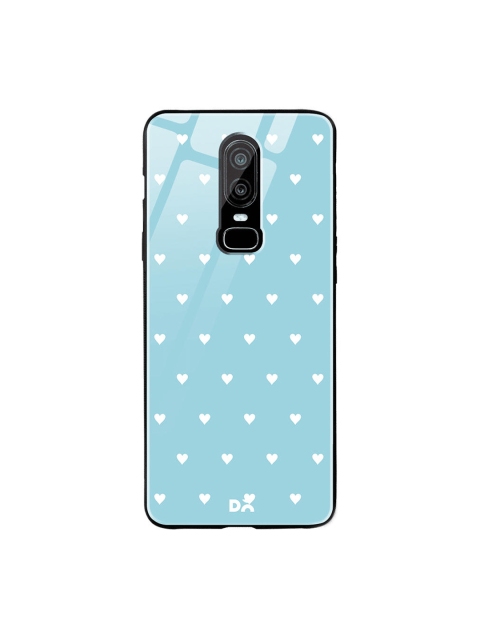 DailyObjects Blue & White Blue Water Hearts OnePlus 6 Glass Case