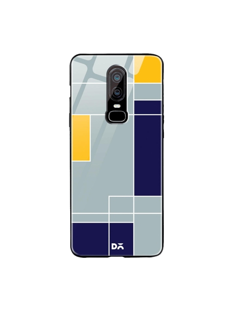 DailyObjects Grey & Blue Light Smoke Blocks OnePlus 6 Glass Case