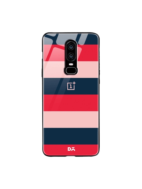 DailyObjects Pink & Red Dark Lines OnePlus 6 Glass Case