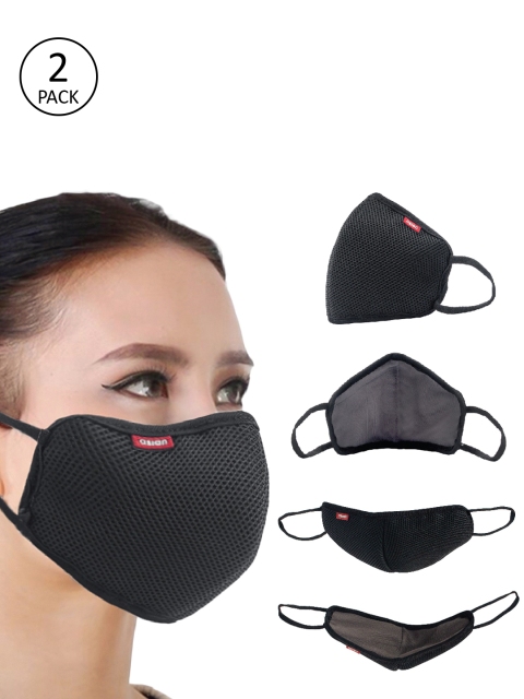 ASIAN Adults Black Reusable 6-Layer Cloth Mask