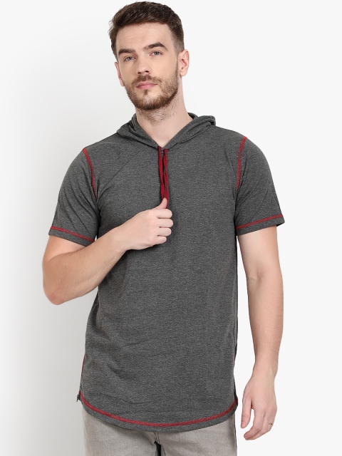 PAUSE SPORT Men Grey Solid Slim Fit Round Neck T-shirt